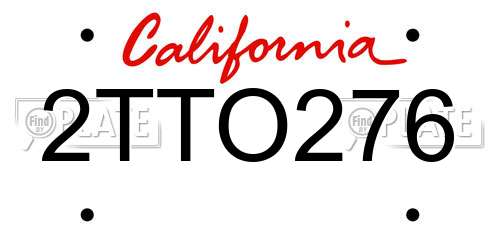 2TTO276 California License Plate