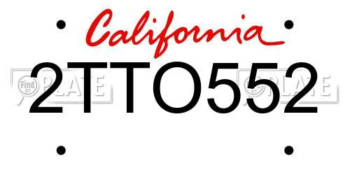2TTO552 California License Plate
