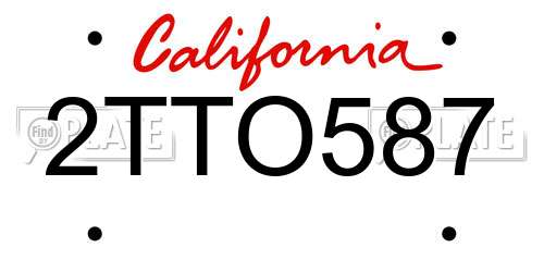2TTO587 California License Plate