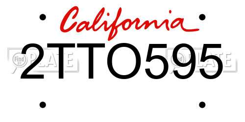 2TTO595 California License Plate