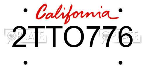 2TTO776 California License Plate