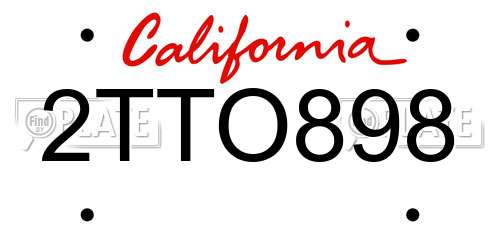 2TTO898 California License Plate