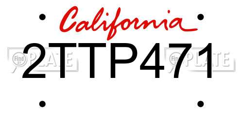 2TTP471 California License Plate
