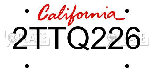 2TTQ226 California License Plate