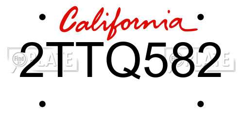 2TTQ582 California License Plate