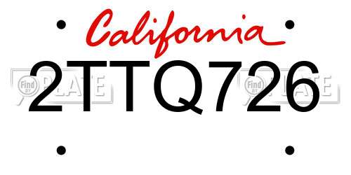 2TTQ726 California License Plate