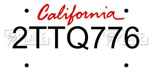 2TTQ776 California License Plate