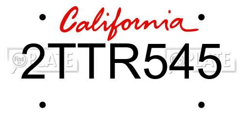 2TTR545 California License Plate