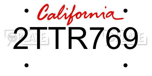 2TTR769 California License Plate