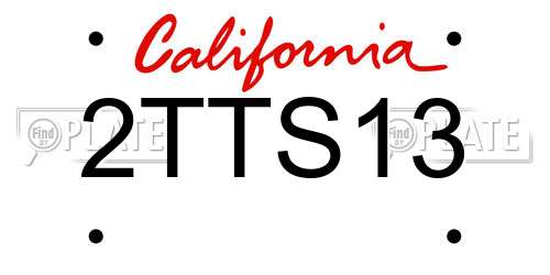 2TTS13 California License Plate