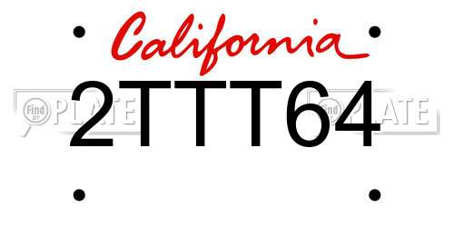 2TTT64 California License Plate