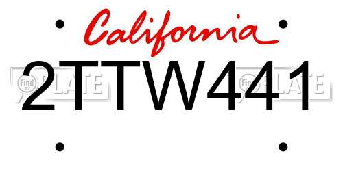 2TTW441 California License Plate