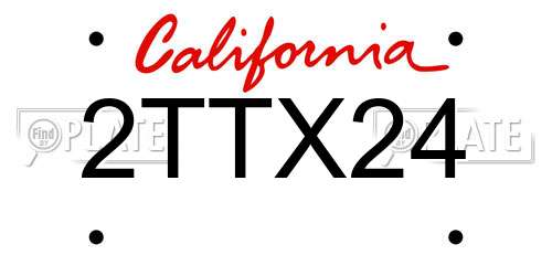 2TTX24 California License Plate