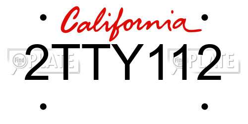 2TTY112 California License Plate