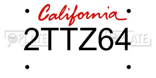 2TTZ64 California License Plate