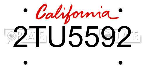 2TU5592 California License Plate