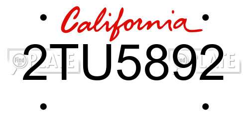 2TU5892 California License Plate