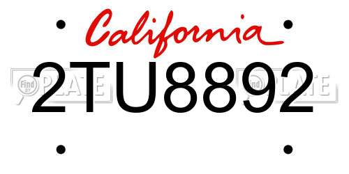 2TU8892 California License Plate