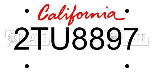 2TU8897 California License Plate