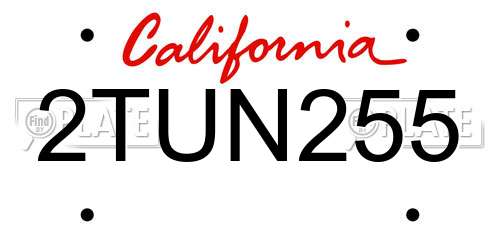 2TUN255 California License Plate
