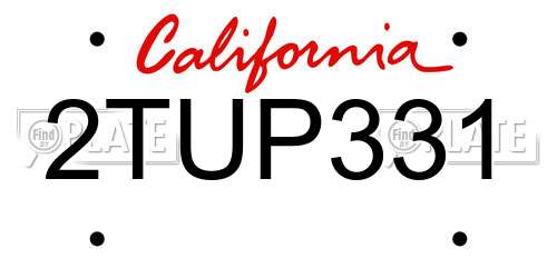 2TUP331 California License Plate