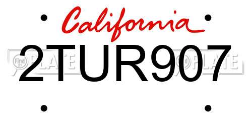 2TUR907 California License Plate