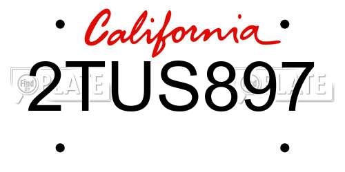 2TUS897 California License Plate