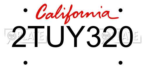 2TUY320 California License Plate