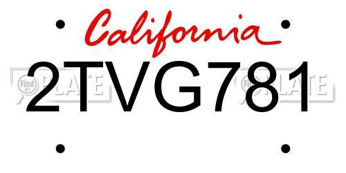 2TVG781 California License Plate