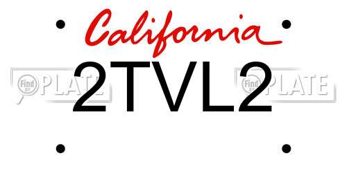 2TVL2 California License Plate