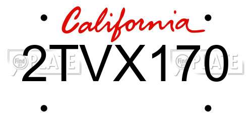 2TVX170 California License Plate