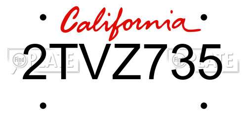 2TVZ735 California License Plate