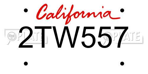 2TW557 California License Plate