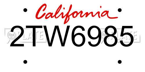 2TW6985 California License Plate