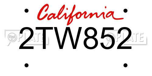2TW852 California License Plate