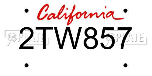 2TW857 California License Plate