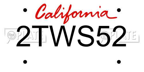 2TWS52 California License Plate