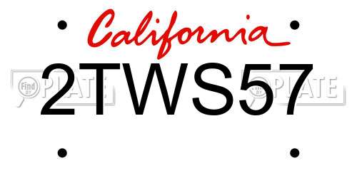 2TWS57 California License Plate
