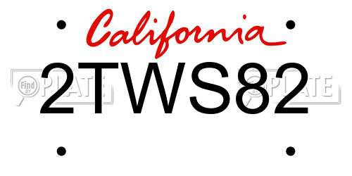 2TWS82 California License Plate