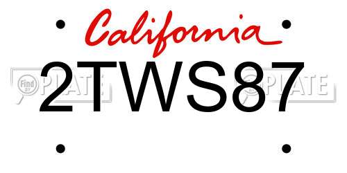 2TWS87 California License Plate