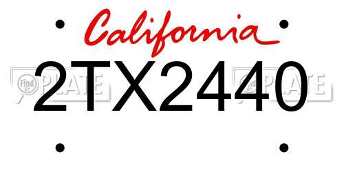 2TX2440 California License Plate