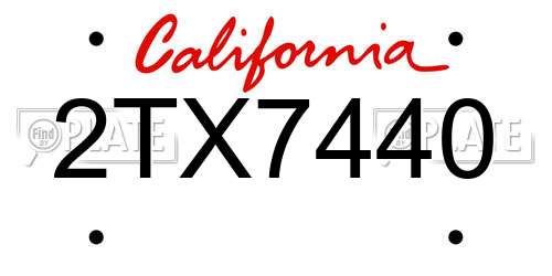 2TX7440 California License Plate