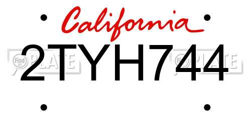 2TYH744 California License Plate