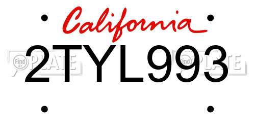 2TYL993 California License Plate