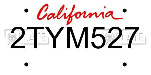 2TYM527 California License Plate