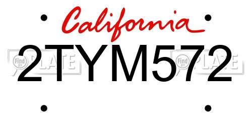 2TYM572 California License Plate