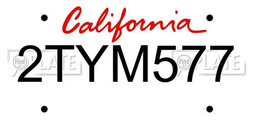 2TYM577 California License Plate