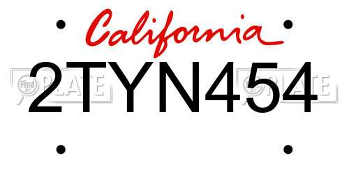 2TYN454 California License Plate