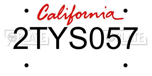 2TYS057 California License Plate