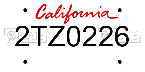 2TZ0226 California License Plate